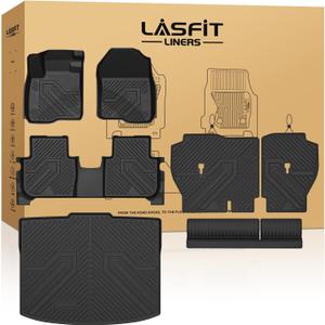 LASFIT Full Set Floor Mats for Honda CR-V 2026 2025 2024 2023 (Gasoline Only), All Weather TPE Custom Fit Floor Liners 1st & 2nd Row & Seat Back Mat & Cargo Mat (Lower Position)