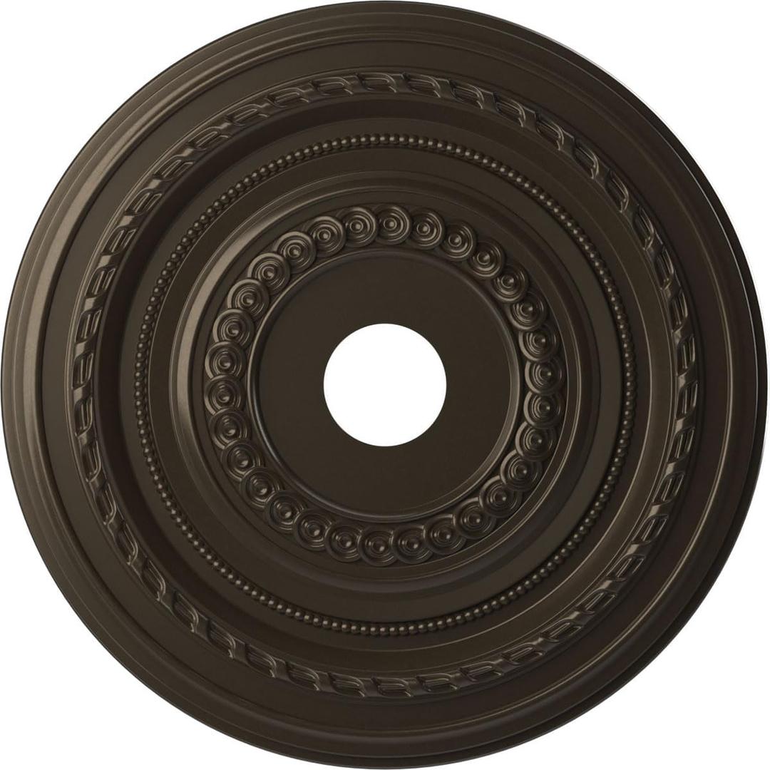 22"OD x 3 1/2"ID x 1"P Cole Thermoformed PVC Ceiling Medallion (Fits Canopies up to 6"), Metallic Dark Bronze