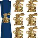 Easter Napkin Rings Set of 6,Metal Gold Rabbit Napkin Holders,Easter Decors Dinner Home Bunny Table Decorations Party Supplies