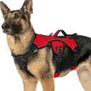 rabbitgoo Escape Proof Dog Harness, Soft Padded Full Body Pet Harness, Reflective Adjustable No Pull Vest with Lift Handle and Leash Clip for Large Dogs Walking Hiking Training, XL, Red