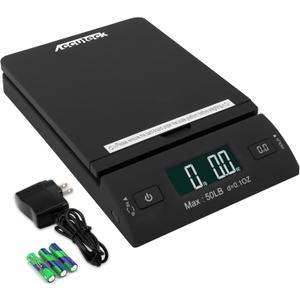 Accuteck 50 lb All-in-One Black Digital Shipping Postal Scale with Adapter (W-8250-50B)