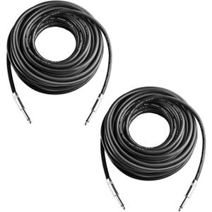 2Pcs 50 Feet Professional 1/4" to 1/4" Speaker Cables, Pair 50 ft 12 Gauge 1/4 Male Inch Audio Amplifier Connection Heavy Duty Cord Wire (50ft)
