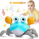 Plnmlls Crawling Crab Baby Toy,Tummy Time Toys,with Music and LED Light,Built-in Rechargeable Battery and Volume Can be Turned Off for 6-12 12-18 36 Months Walking Toddler Birthday Gift(Jade Green)