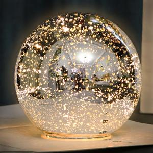 Lighted Mercury Glass Ball Table Lamp, Silver Cordless Glass Orb Christmas Decor Ball Led Light Globe, Modern Light Up Battery Operated Sphere Night Light for Home Bedroom Indoor Decor, Large (6 Inch)