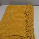 CozeCube Chenille Throw Blanket for Couch, Cozy Plush Fuzzy Decorative Harvest Gold Blanket with Fringe Tassels, Lightweight Throws for Bed Sofa Gift Home Decor, 50"X60"