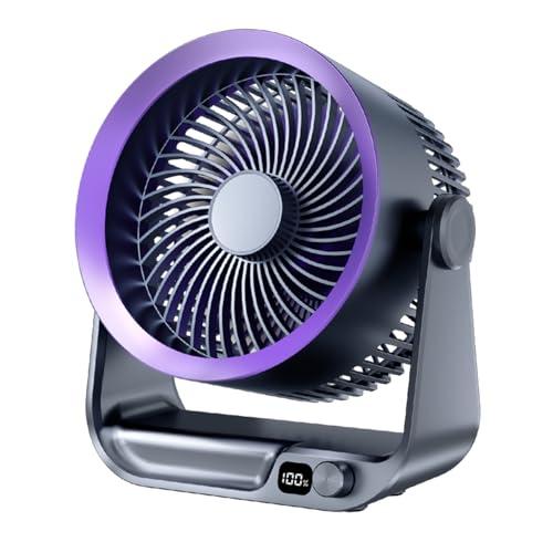 Mokren Desk Fan for Bedroom Table Fan small Quiet Digital Display for Office, Bedroom, Kitchen, Home, Outdoor, Powerful 100 Adjustable Speeds Air Circulator Fan, 105° Tilt Travel Camping Fan, Purple