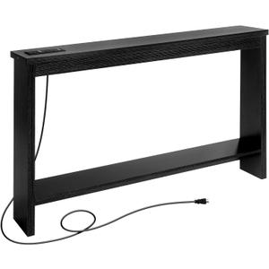 ZGREN Narrow Sofa Table with Outlet, USB Ports and Charging Station - Skinny Console Table for Living Room and Entryway, Black (47W x 7D x 32H)