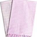 AVKA Studio Check Bath Towels - Indian Cotton Towel - Fast Drying Quick Absorbent - Set of 2 30x60 Inches