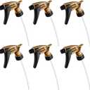 Nanoskin 6-Pack Acid Resistant Trigger Sprayer - Gold, 9 1/4" Dip Tube | High Output, Ergonomic Design, Durable Construction, Adjustable Nozzle for Mist and Stream, Ideal for Acid-Based Cleaners