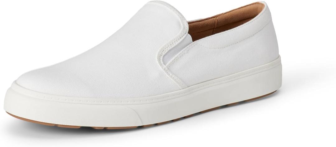 Amazon Essentials Men's Slip-on Sneakers (8.5, White)