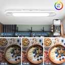 ADISUN Modern LED Ceiling Light, Semi Flush Mount Ceiling Light with Remote Control, 31.5in, 42W, Dimmable, White Linear Ceiling Lamp for Living Room, Kitchen, Bedroom