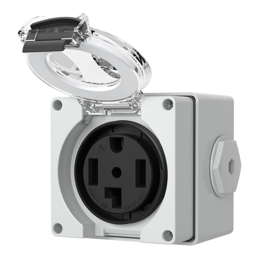 STARELO 30Amp Power Outlet Box,NEMA 14-30R Receptacle 125/250Volt,Outdoor dustproof and Weatherproof for RVs, Electric Vehicles, generators, Welding Machines, etc.ETL Listed.(NEMA 14-30R Box)