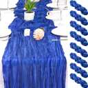8 Pack Royal Blue Cheesecloth Table Runner 17x108 inch Boho Gauze Cheese Cloth Table Runners for Wedding Party Baby Bridal Shower Home Decor