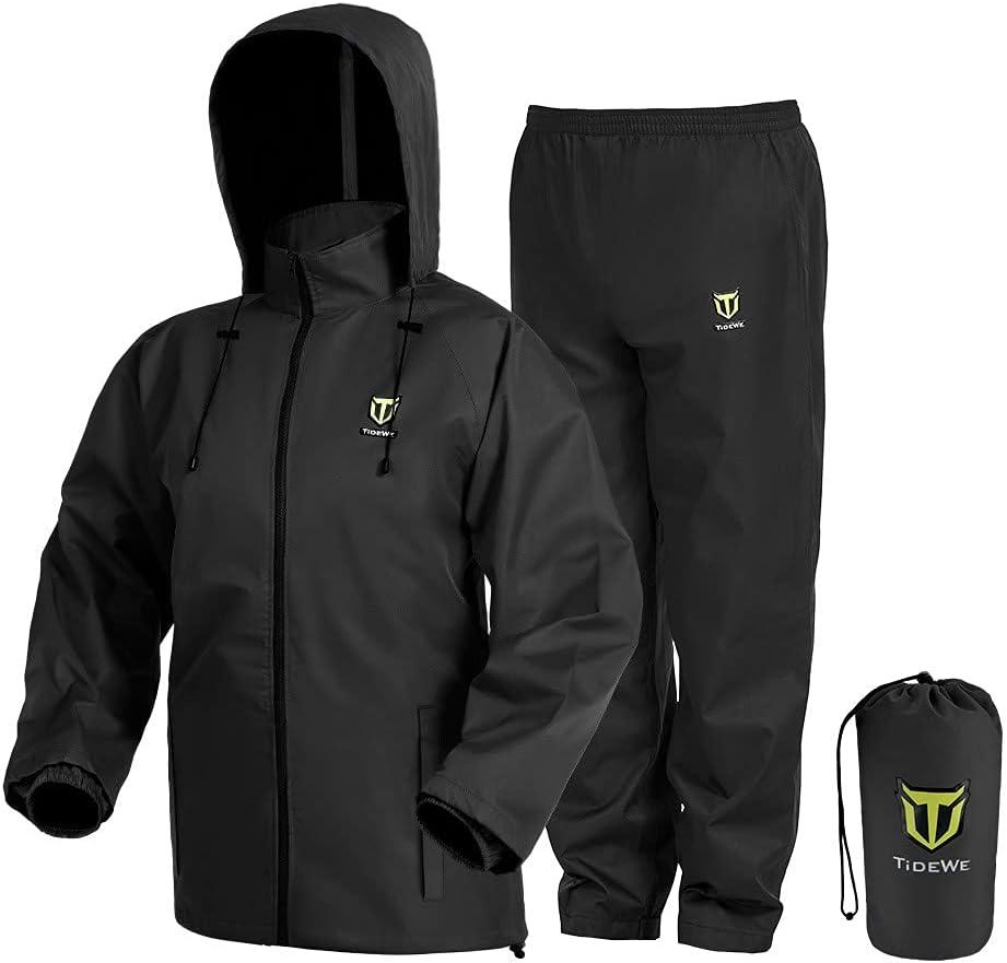 TIDEWE Rain Suit, Waterproof Breathable Lightweight 2 Pieces Rainwear, Small