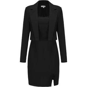 EXLURA Women's Professional Business Lightweight Blazer Dress Suit Sets 2 Piece Work Office Fashion Outfits Small