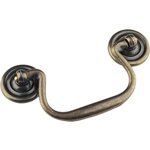 10-Pack 3.5" Hole Centers Dark Antique Brass Hanging Ring Puller Drawer Pull Handle Cabinet Knob Gooseneck Puller Wardrobe Handle for Dresser Screw Pitch89mm (Antique Brass,10)
