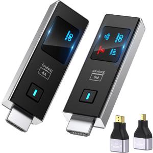 2026 New Wireless HDMI Transmitter and Receiver, 360FT/110M Extender 4K Decode 1080P@60Hz Output with LED Display, Plug&Play 5.8+2.4G Streaming Video/Audio from PC/Laptop/TV Box to Monitor