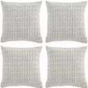 Fancy Homi 4 Packs Pure White Decorative Throw Pillow Covers 20x20 Inch for Living Room Couch Bed Sofa, Modern Farmhouse Boho Home Decor, Soft Plush Corduroy Square Cute Accent Cushion Case 50x50 Cm