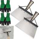 2Pcs Multifunctional Garden Cleaning Shovel Set, Garden Spade, Farm Weeding Planting Shovel Gardening Scraper Spade, Manganese Steel Flat Shovels Not Include Pole 21cm/8.2in