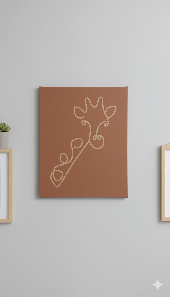 Decorative Brown Picture Giraffe Minimalism 14"x16"