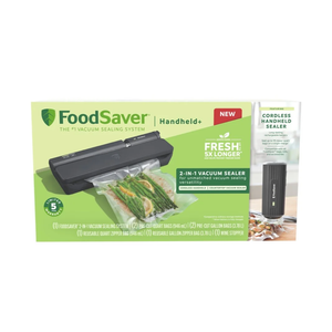 FoodSaver Handheld+ 2-in-1 Vacuum Sealing System, Handheld and Countertop Vacuum Sealer, Matte Black