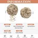 CJL HAIR 2PCS Messy Bun Hair Pieces Wavy Curly Synthetic Updo Chignon Fake Scrunchies Ponytail Extension for Women Sunny Blonde
