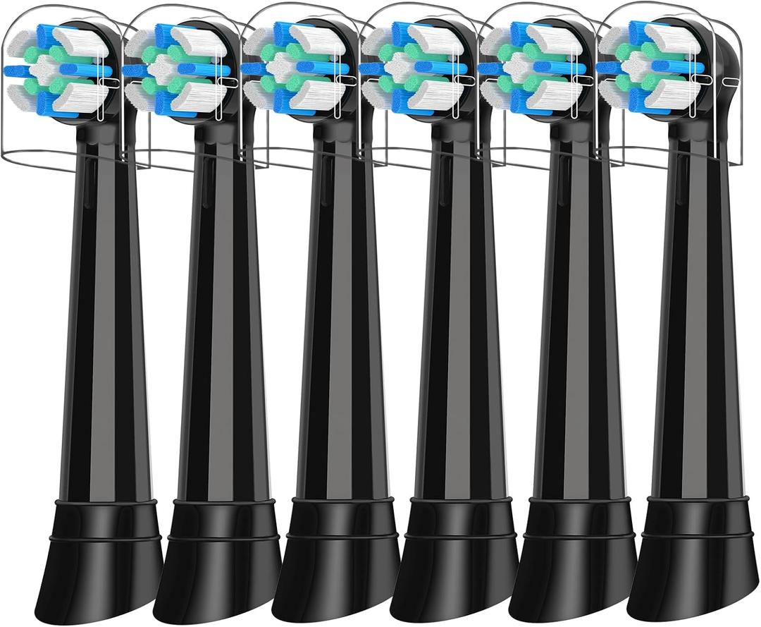 6 Pcs IO Replacement Heads Compatible with Oral B IO 2/3/4/5/6/7/8/9/10/Deep Clean Series Electric Toothbrushs, Toothbrush Heads for Teeth Clean and Clean Plaque Compatible with Oral B IO (Black)