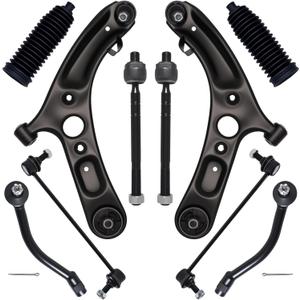 AUQDD 10Pcs Front End Suspension Kit Fit For 2011-2016 Hy-undai Elantra Sedan, 12-17 Veloster, 2 Lower Control Arm w/Ball Joint 2 Sway Bar Link 4 Outer & Inner Tie Rod End (# K622232 K622646 EV800886)