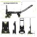 Upgraded 3 in 1 Convertible Folding Hand Truck with Brakes, Hand Truck Dolly Heavy Duty 660lbs Capacity, Stair Climbing Cart with Adjustable Shovel Board and Fixed Handle for Moving