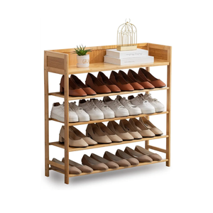 Furshus Long Shoe Rack, 3Tier Bamboo Stackable Shoe Shelf Storage Organizer, Shoe Stand for Closet, Entryway and Hallway