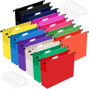 Gaillty 24 Pack Extra Capacity Plastic Hanging File Folders, Letter Size Hang Folders with 2 Inch Expansion, Heavy Duty Filing Folder Organizer for Cabinet Home Office Organization(Assorted Color)