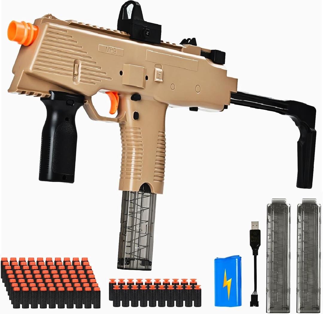 Realistic Automatic Toy Gun for nerf Guns Darts Electric Sniper RifleToy Guns for Boys with Scope 100 Soft Bullets 2 Magazines, Foam Blasters for Adults Kid Age 8-12 + Outdoor Toys for boy