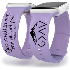 God In Her Heart Bible Watch Band Silicone Strap Engraved With Psalm 46:5 For 38mm 40mm 41mm 42mm 44mm 45mm 46mm 49mm Watches Jesus God Christian Psalm Gift