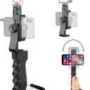 Zeadio Smartphone Stabilizer, Vlogging Hand Grip Video Holder Rig Handle Travel Selfie Stick with Clamp Mount for All iPhone and Android Mobile Cell Phone