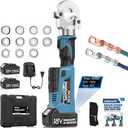 SWANSOFT Electric Hydraulic Crimping Tool, 6Ton 6AWG-600MCM Continuously Crimp Hydraulic Wire crimper for Cu/Al Terminal, Crimp 30000 Times Wire Cable Lug Crimping Tool Kit with 11 Dies (300B)