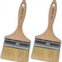Set of 2 4 Inch Flat Paint Brushes - High European Quality - Natural Bristles - for Home, Wood, Walls, Art, Trim & Furniture - for Acrylic, Oil, Stain, Chalk & Latex Paints