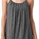 Hibelle Womens Built in Bra Camisole with Adjustable Spaghetti Straps,Pleated Front Flowy Summer Casual Tank Tops (Gray, M)