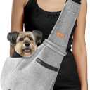 CUBY Dog and Cat Sling Carrier - Small Dog Carrier Sling with Adjust Strap & Zip Pocket, Hands Free Soft Dog Slings for Small Dogs Cats Puppy Pets Outdoor Travel Safety Purse Bag (Silver Grey)