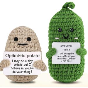 2 x PinCute 2PCS Emotional Crochet Potato Pickle Unique Christmas Stocking Stuffers Birthday Gifts for Her/Him/Women/Men: Mom Dad Wife Husband Friend Coworker Cute Funny Gag Gifts, Home Office Desk Decor