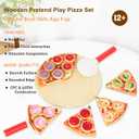 Cutting Play Food Toy for Kids Kitchen,Wooden Pizza Set Pretend Play Kitchen Accessories,Learning Toy Birthday Gifts for Boys Girls Toddlers (6 pcs Set), child-size