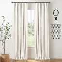 INOVADAY 100% Blackout Curtains for Bedroom, Black Out Curtains 84 Inch Long, Clip Rings Linen Blackout Drapes, Thermal Insulated Room Darkening for Living Room, 2 Panels  Beige,W50xL84