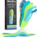 High Arch Support Insoles for Plantar Fasciitis - HSA Eligible FSA Insoles - Welnove Comfort Work Boot Insoles - Orthotic Shoe Inserts for Men Women Flat Feet Pain (XL, Green)