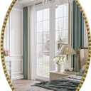 Gold Oval Bathroom Mirror, 22x30 Inch Floral Oval Mirrors for Wall, Antique Gold Metal Floral Frame Mirrors for Bedroom Living Room Hallway, Hangs Horizontally or Vertically