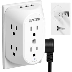 LENCENT 2 Prong Surge Protector Power Strip with USB Ports,2 Prong to 3 Prong Grounding Outlet Adapter,Multi Plug Wall Outlet with 6 Outlets 3 USB,Wall Plug Extender for Non Grounded Older House