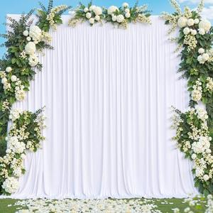 White Backdrop Curtain for Parties Wedding Wrinkle Free White Photo Curtains Backdrop Drapes Fabric Decoration for Baby Shower 5ft x 8ft,2 Panels