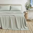 Great Bay Home Cotton Jersey Knit Twin/Twin XL Sheet Set - Ultra-Soft, Stretchy, Heathered Melange Bed Sheets - Cozy, Soft T-Shirt Sheet & Pillowcase Set (Green)