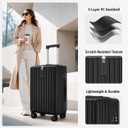 24 Inch Medium Checked Luggage, Expandable PC Hardshell Suitcase with TSA Lock, Lightweight Rolling Travel Luggage with Spinner Wheels, Black