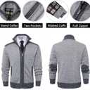 Msmsse Men's Knitted Cardigan Sweaters Jacket Full Zip Sweater Coat Blue Grey US XL (Blue, XL)