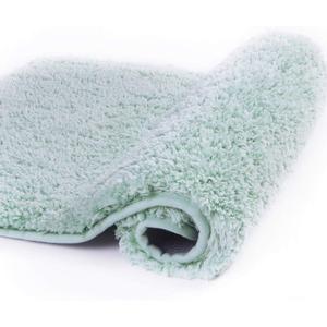 Walensee Non Slip Bath Mat, Aqua - Soft Microfiber Shaggy Mat (16 x 24) Water Absorbent, Thick Plush Mat for Shower and Bathroom, Machine Washable