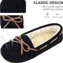 Vonair Women's Moccasin Slippers Micro Suede Warm Faux Fur Pile Lined Lace-Up Cozy Bow Indoor & Outdoor Moccasins Slip On Loafers Shoes for Women, US 10